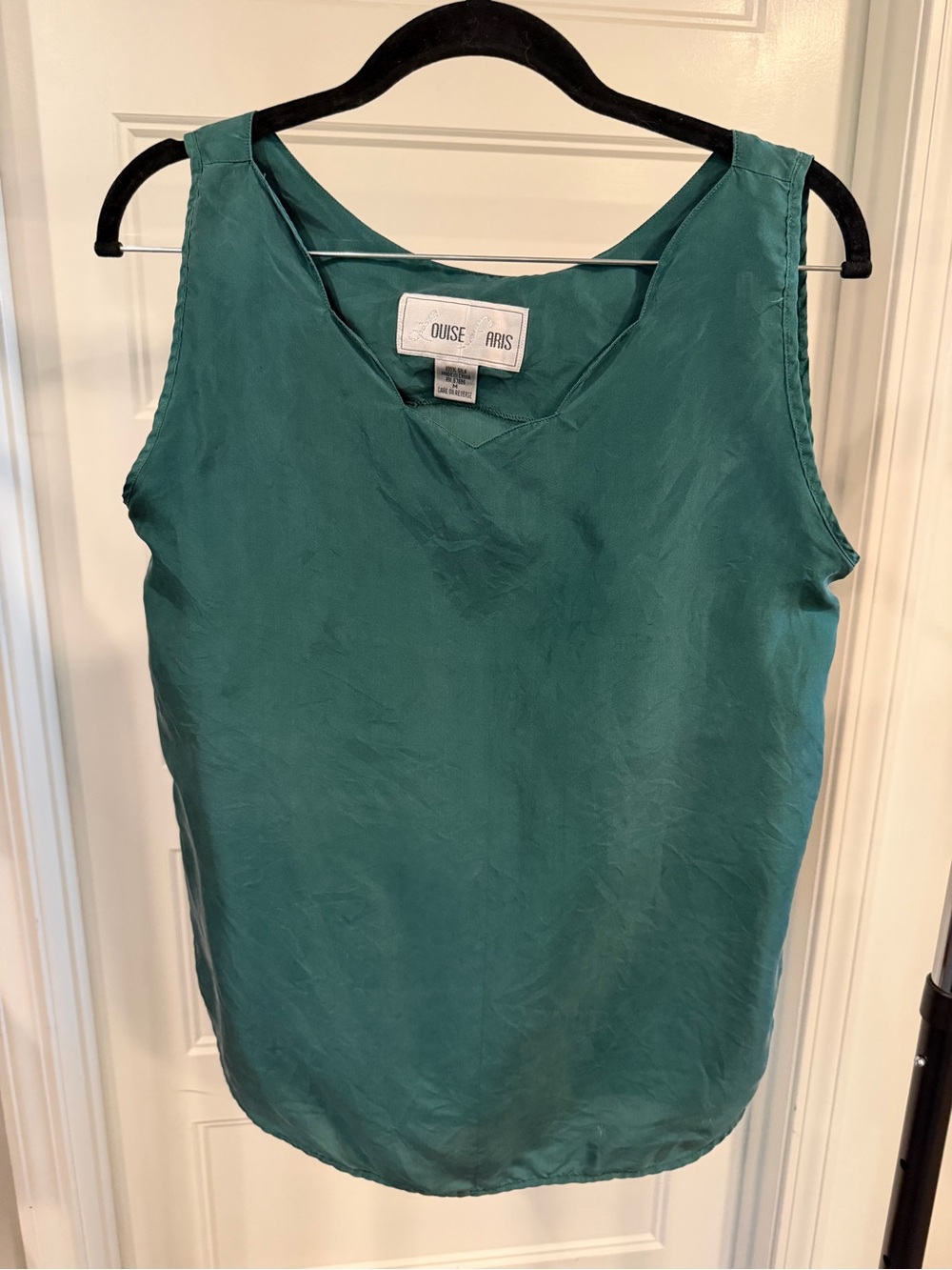 Vintage Silk Teal V-Neck Sleeveless Top